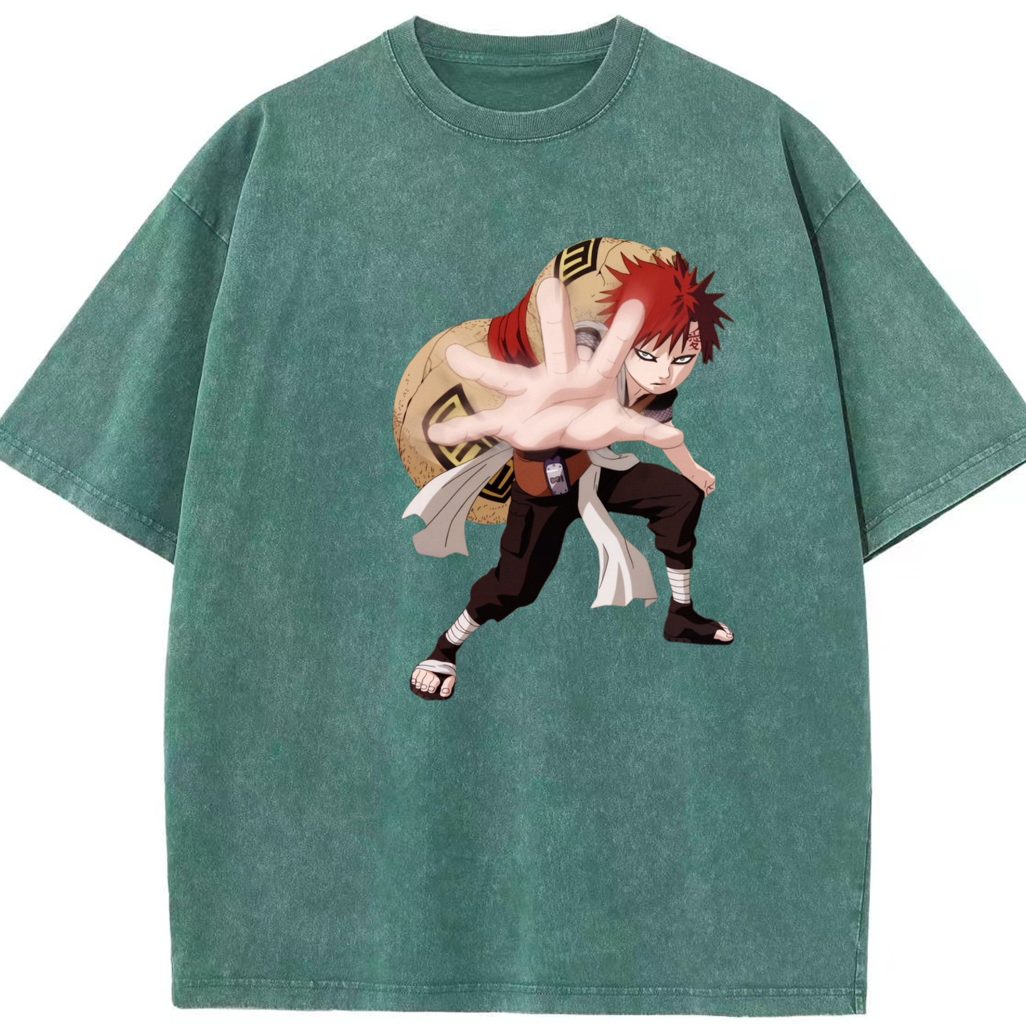 （画像用） NARUTO -ナルト- ガアラ Gaara 綿100% ヴィンテージ風 半袖Tシャツ（フロントプリント）